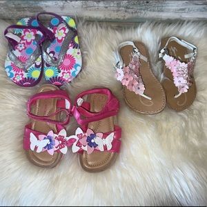 Set of 3 Girls Sandals Sz 7 & 8 USED!